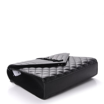 Saint Laurent Grain De Poudre Textured Mixed Matelasse Triquilt Medium Monogram Satchel Black 5 of 12