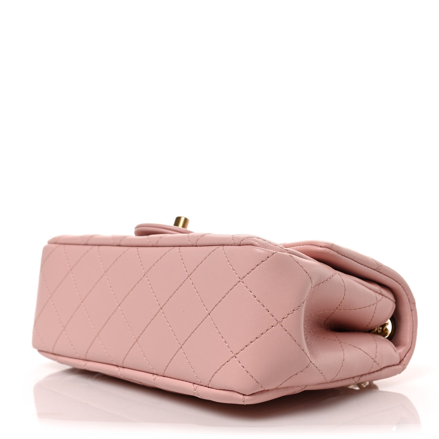 Lambskin Quilted Mini Rectangular Sweet Camellia Flap Light Pink