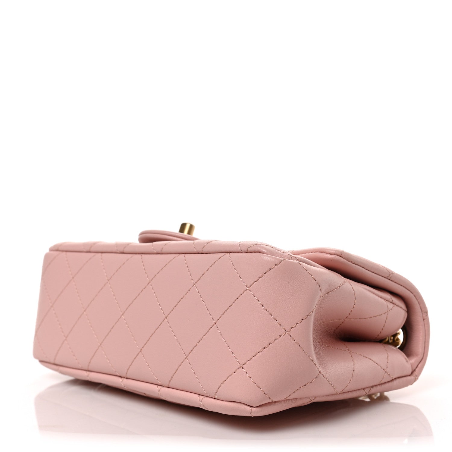 Chanel Lambskin Quilted Mini Rectangular Sweet Camellia Flap Light Pink 9 of 9