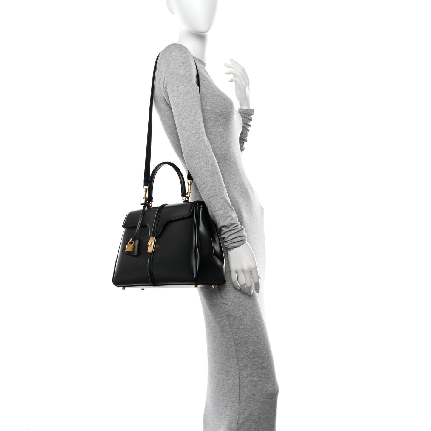 Grained Calfskin Classique 16 Top Handle Bag Black