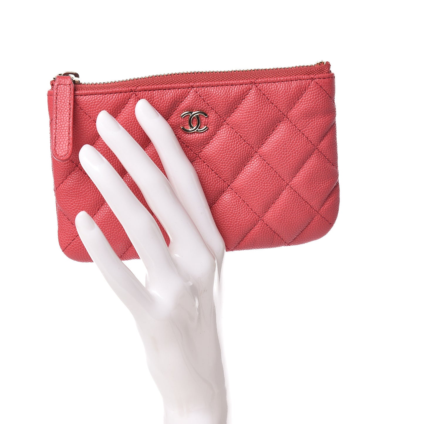 Caviar Quilted Small Cosmetic Case Pink