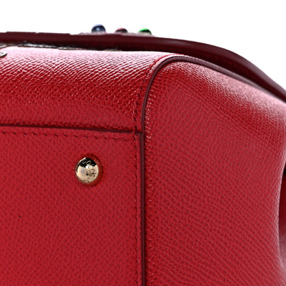 Dolce & Gabbana Dauphine Studded Medium DG Family Patch Miss Sicily Satchel Red 11 of 18