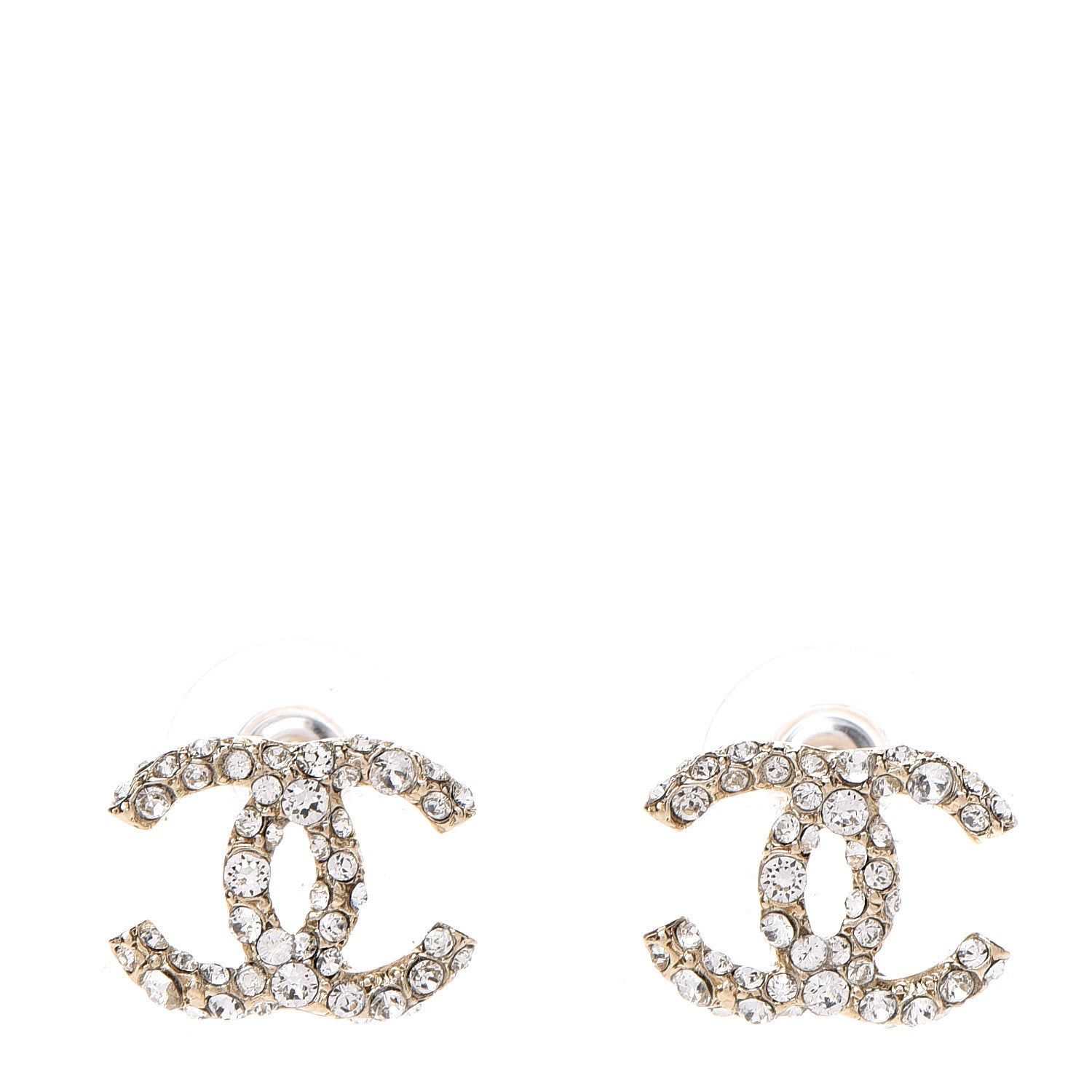 Chanel Crystal CC Earrings Gold 1 of 6