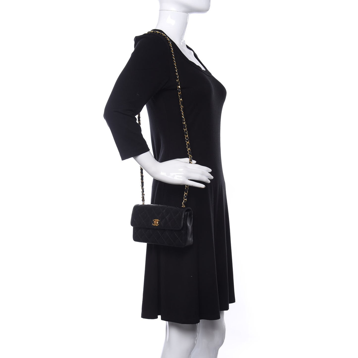Lambskin Quilted Mini Rectangular Flap Black