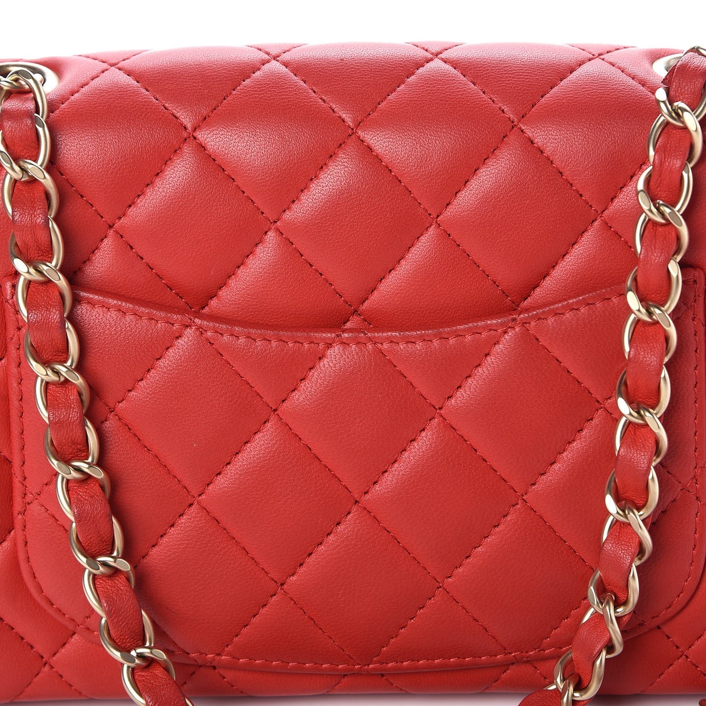 Lambskin Quilted Mini Rectangular Flap Red