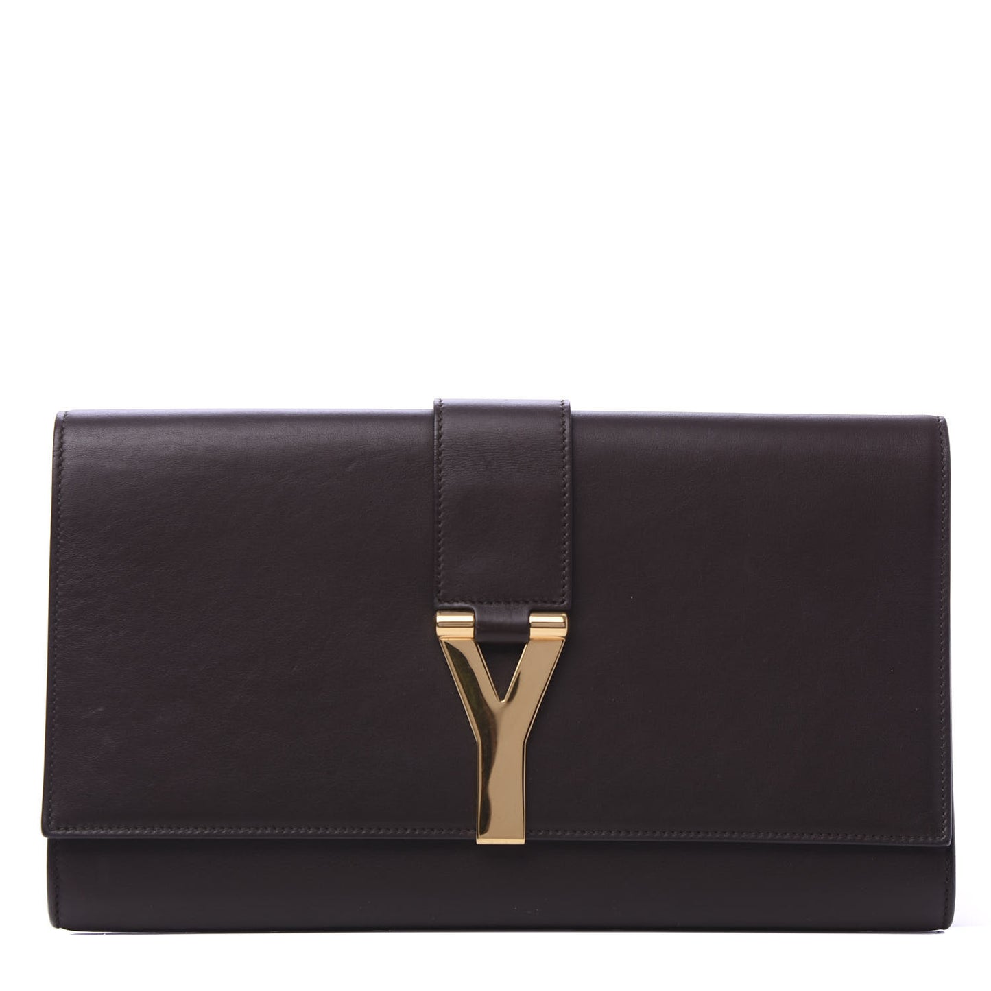 Calfskin Classic Y Ligne Clutch Brown