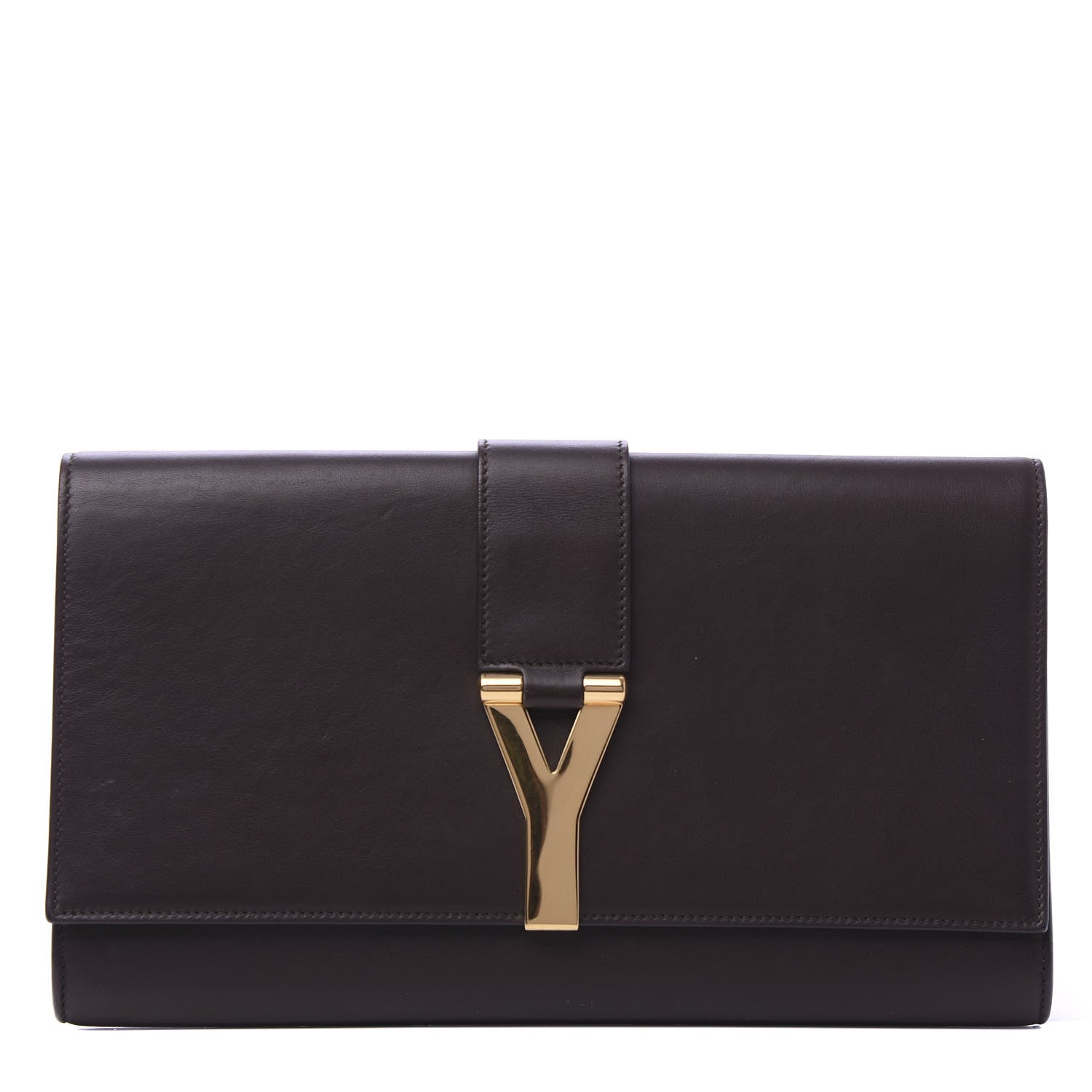 Saint Laurent Calfskin Classic Y Ligne Clutch Brown 1 of 9