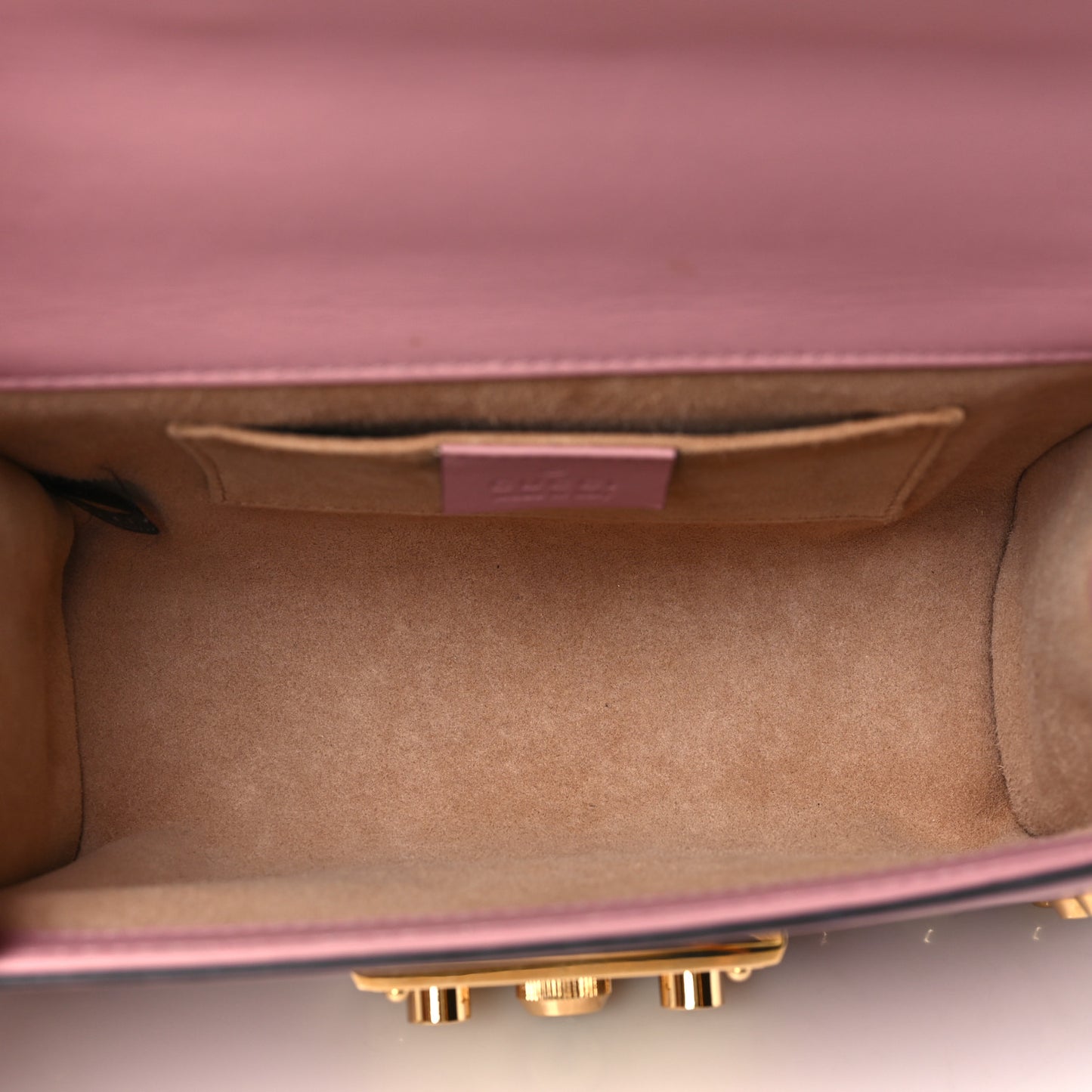 Calfskin Studded Small Padlock Shoulder Bag Carmine Rose