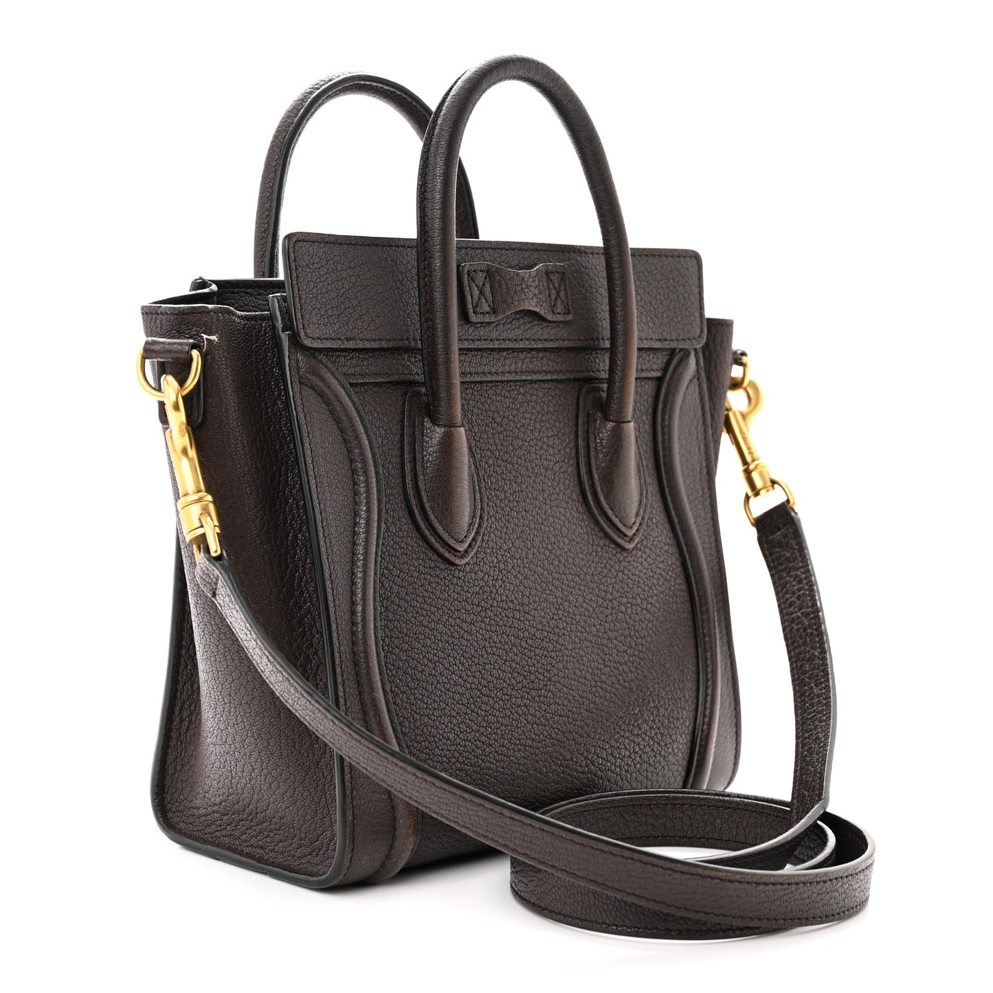 Drummed Calfskin Nano Luggage Brown