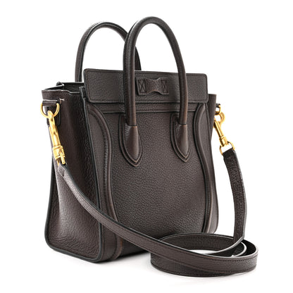 Celine Drummed Calfskin Nano Luggage Brown 3 of 13