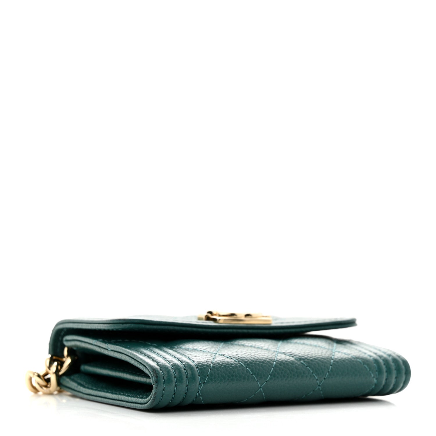 Chanel Caviar Quilted Boy Card Holder On Chain Green 4 of 10