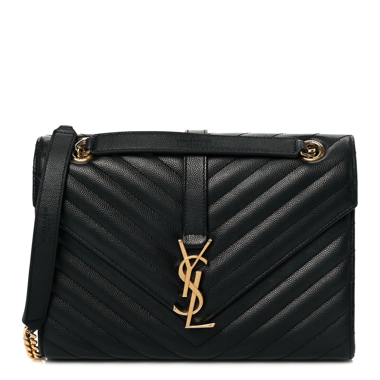 Grain De Poudre Matelasse Chevron Medium Monogram Satchel Black