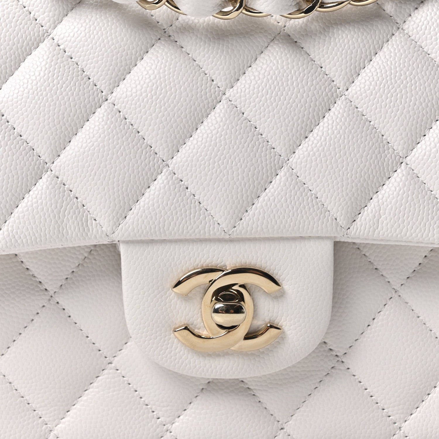 Chanel Caviar Quilted Medium Double Flap White 8 of 11