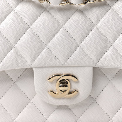 Chanel Caviar Quilted Medium Double Flap White 8 of 11