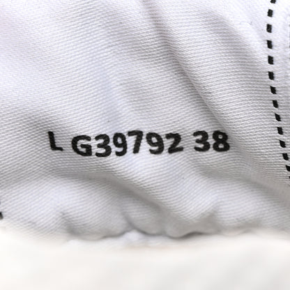 Chanel Fabric Laminated Calfskin Stretch CC Womens Sneakers 38 White Silver 6 of 9