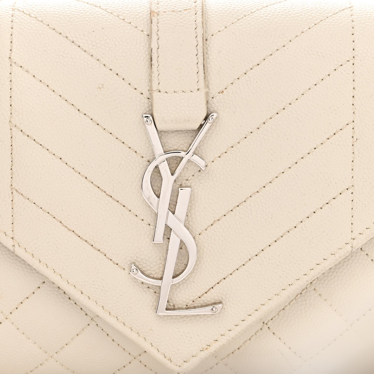 Grain De Poudre Textured Mixed Matelasse Triquilt Small Monogram Satchel Crema Soft