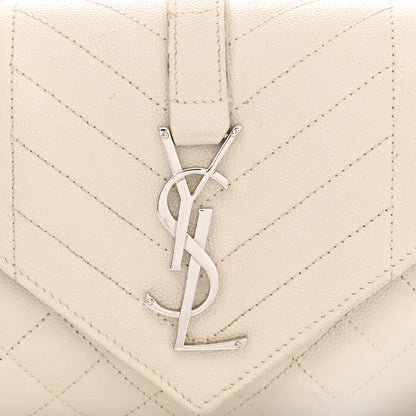 Saint Laurent Grain De Poudre Textured Mixed Matelasse Triquilt Small Monogram Satchel Crema Soft 9 of 12