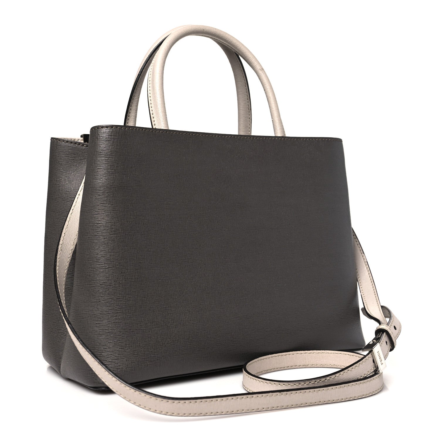 Fendi Vitello Elite Monster Eyes Studded Petite 2Jours Tote Carbone White Multicolor 3 of 12