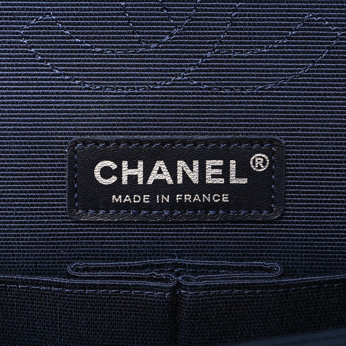 Grosgrain Quilted Medium Double Flap Navy