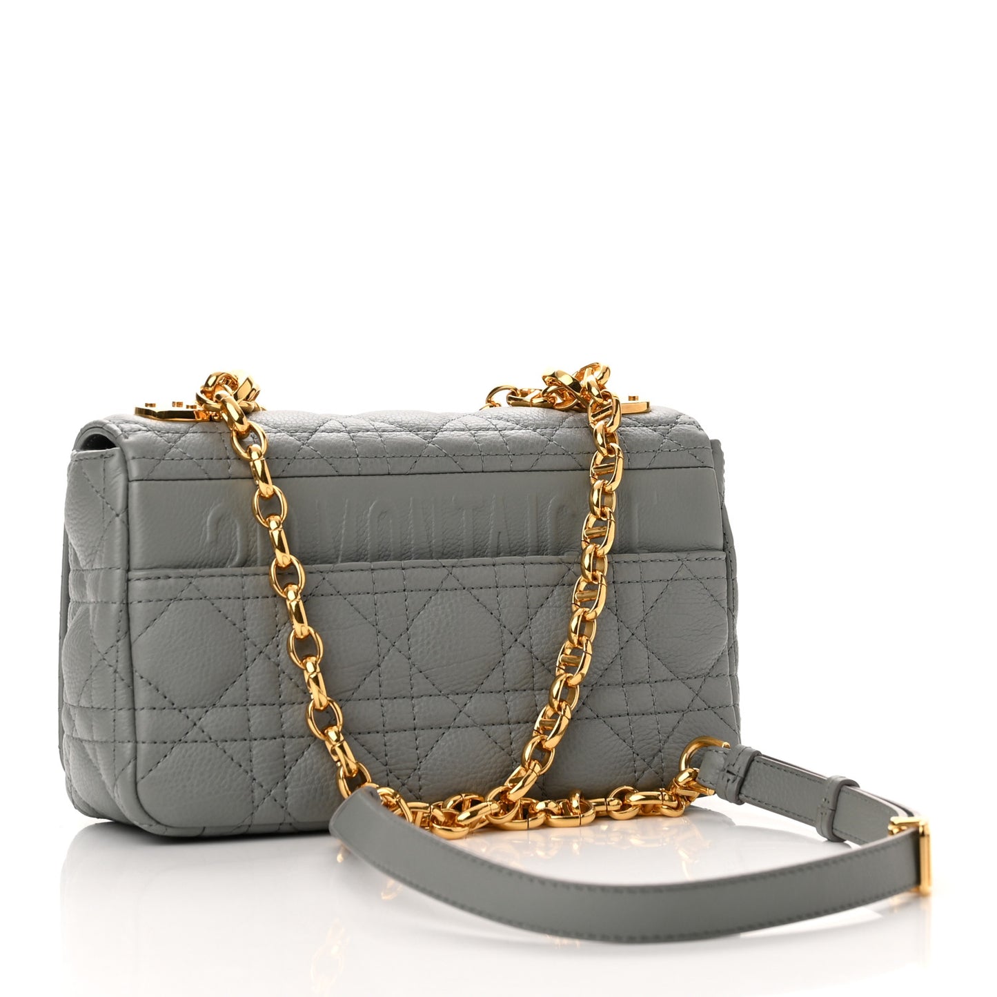 Calfskin Cannage Small Caro Bag Grey
