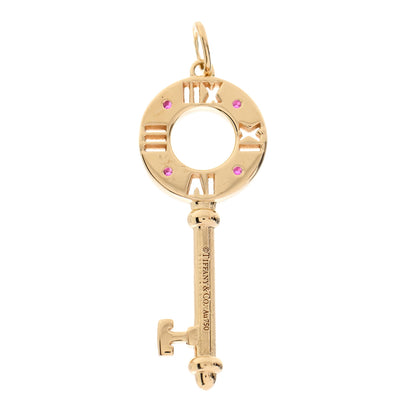 Tiffany 18K Yellow Gold Ruby Atlas Pierced Key Pendant 3 of 4
