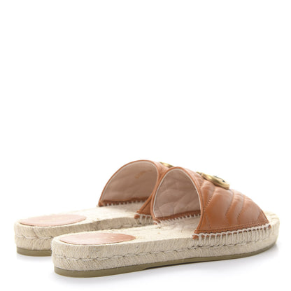 Gucci Nappa Matelasse GG Marmont Espadrille Slide Sandals 37 Cognac 4 of 10