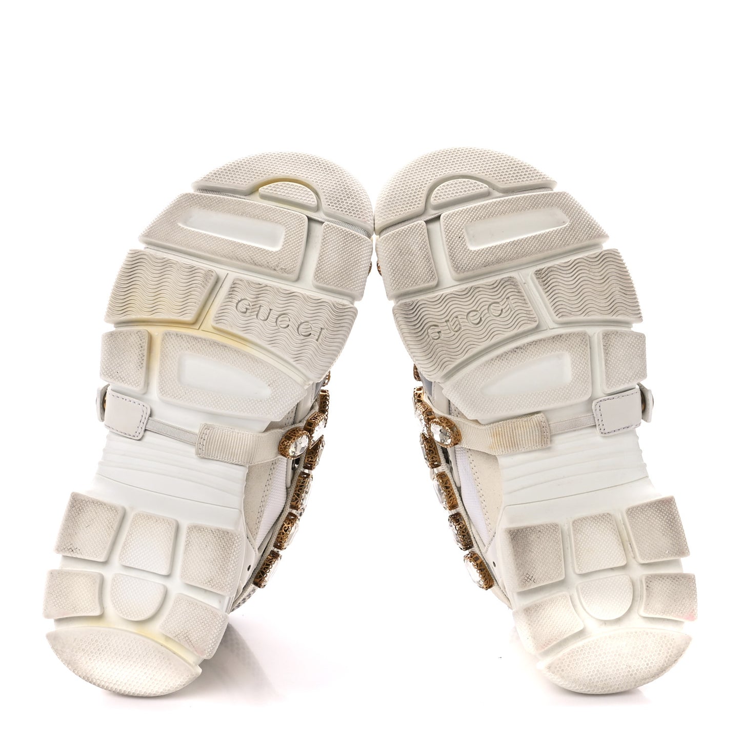 X SEGA Mesh Calfskin Suede Removable Crystals Womens Flashtrek Sneakers 38 Great White