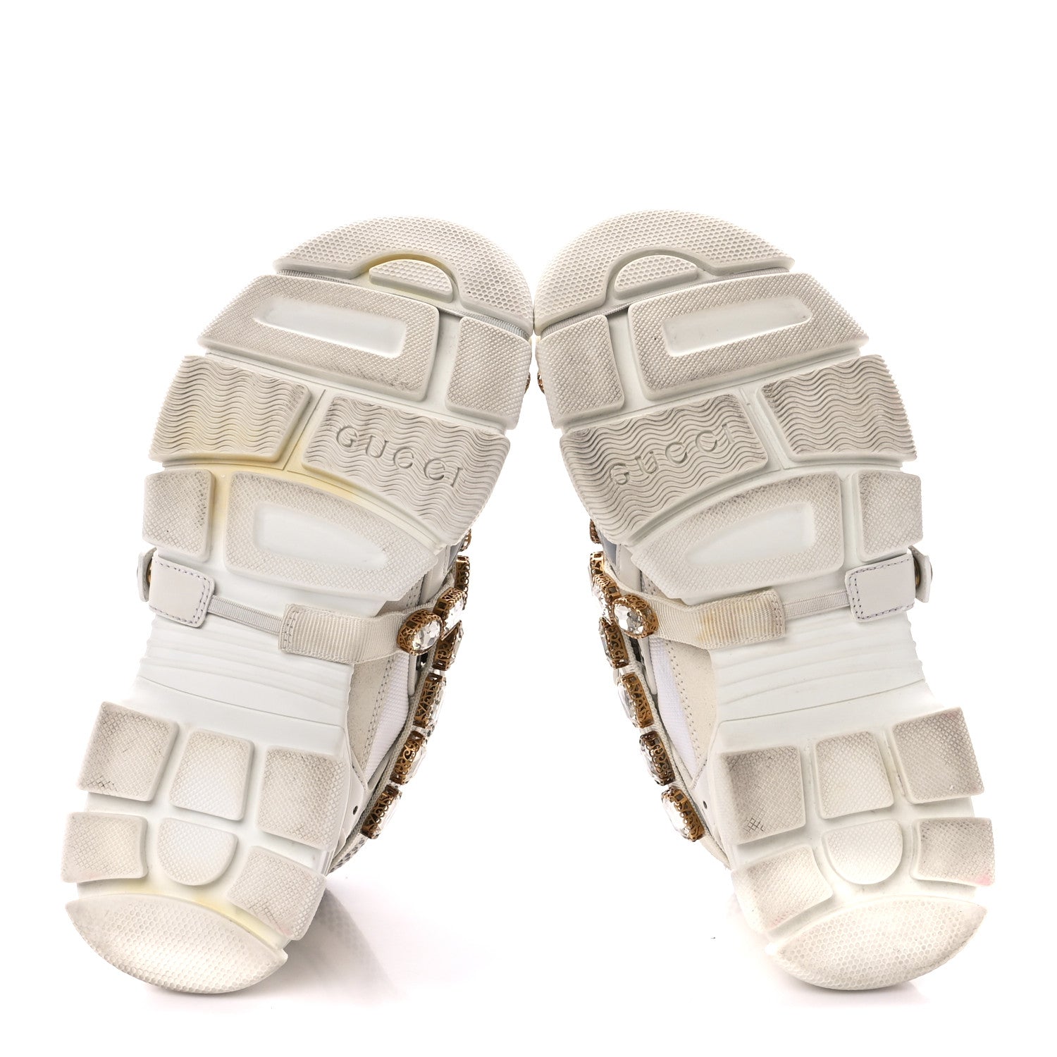 Gucci X SEGA Mesh Calfskin Suede Removable Crystals Womens Flashtrek Sneakers 38 Great White 5 of 8