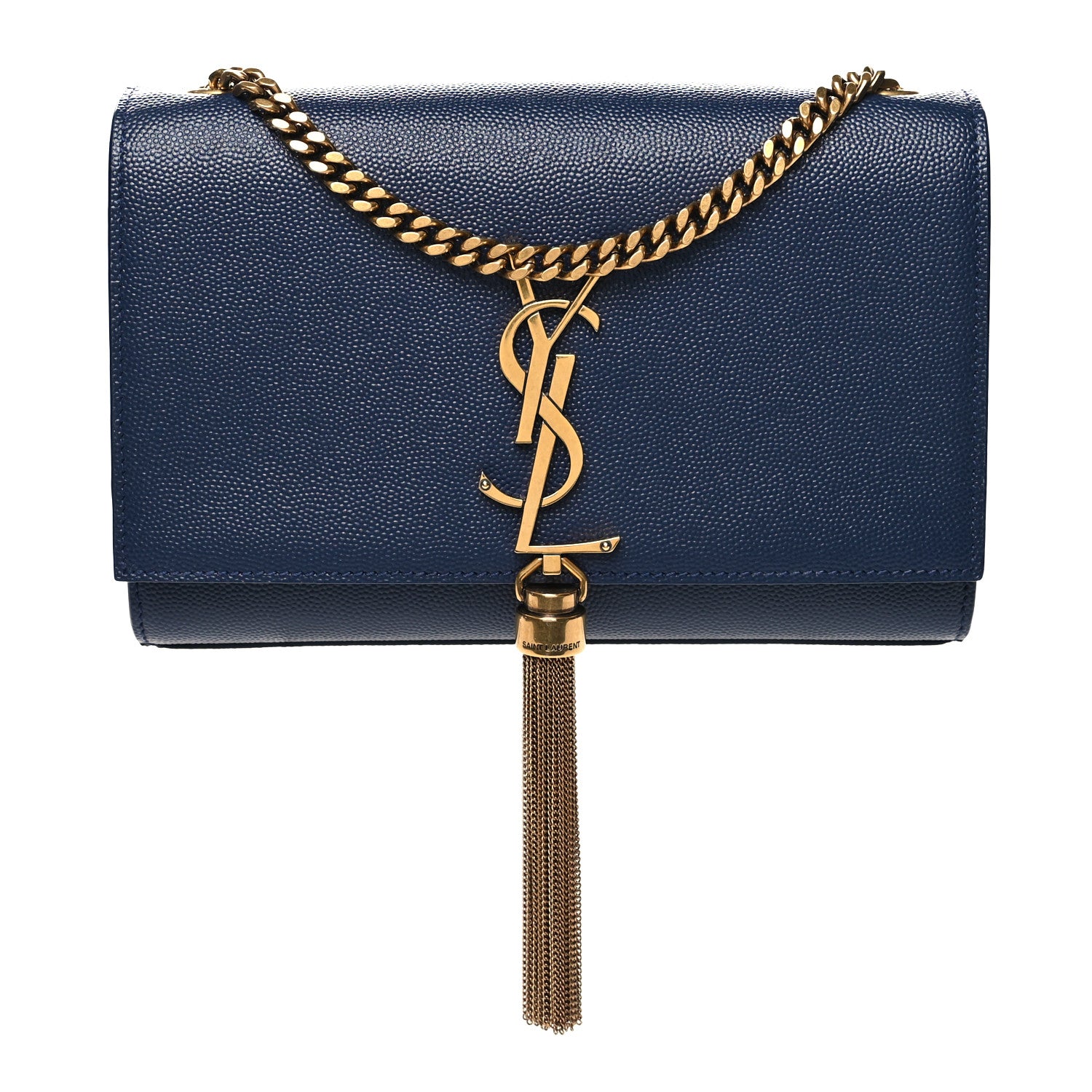 Saint Laurent Grain De Poudre Small Classic Monogram Kate Tassel Satchel Blue 1 of 11