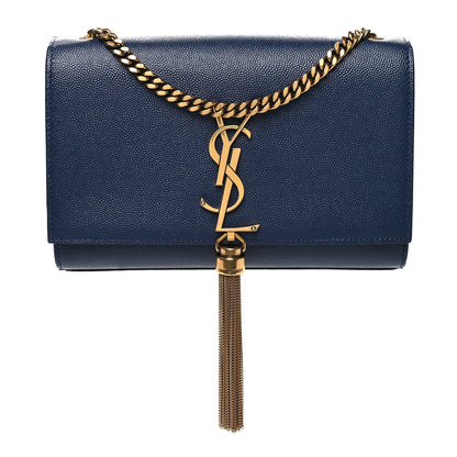 Saint Laurent Grain De Poudre Small Classic Monogram Kate Tassel Satchel Blue 1 of 11