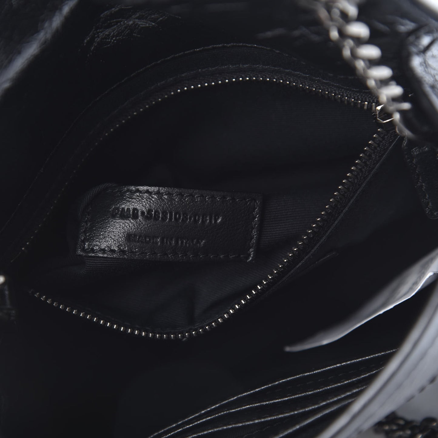 Crinkled Calfskin Matelasse Monogram Niki Chain Wallet Black