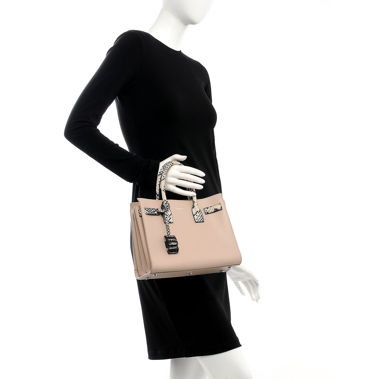 Calfskin Embossed Python Baby Sac De Jour Powder Pink