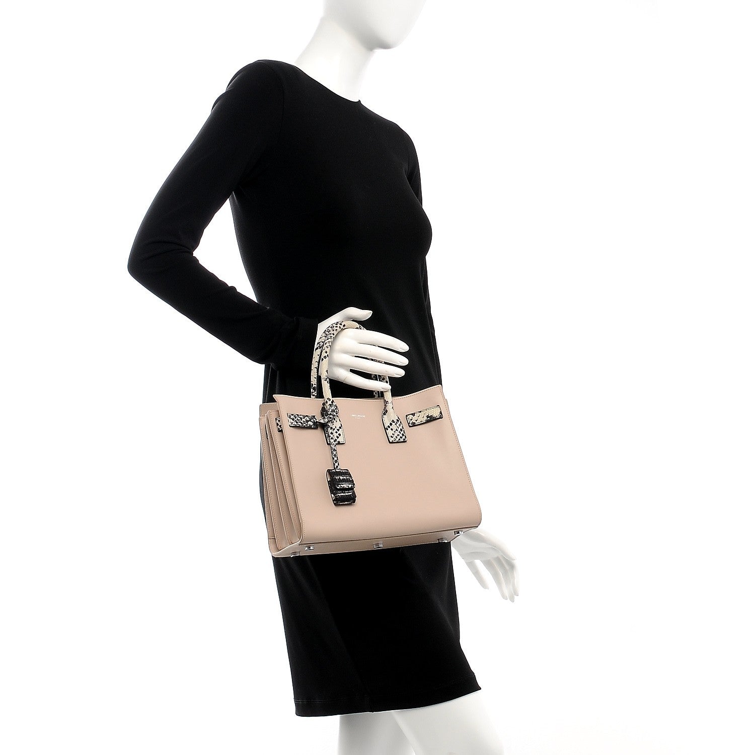 Saint Laurent Calfskin Embossed Python Baby Sac De Jour Powder Pink 3 of 9