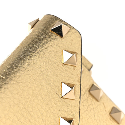 Valentino Garavani Metallic Calfskin Medium Rockstud Envelope Flat Wristlet Pouch Gold 8 of 8
