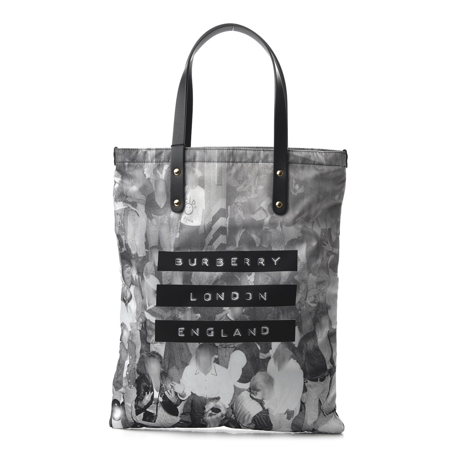 Nylon Rave Print Flat Tote Bag Black