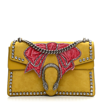 Gucci Suede Crystal Bow Embroidered Small Dionysus Shoulder Bag Yellow 1 of 10