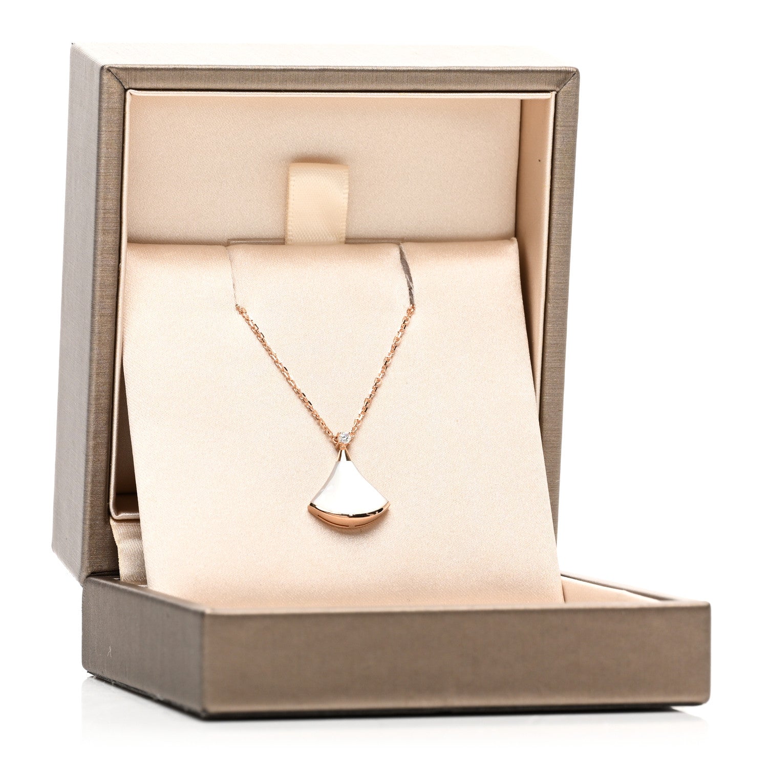 Bulgari 18K Rose Gold Diamond Mother of Pearl Small Divas' Dream Pendant Necklace 5 of 5