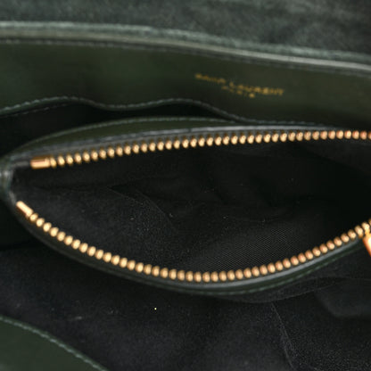 Saint Laurent Suede Calfskin Y Quilted Monogram Small Loulou Chain Satchel Green 6 of 16