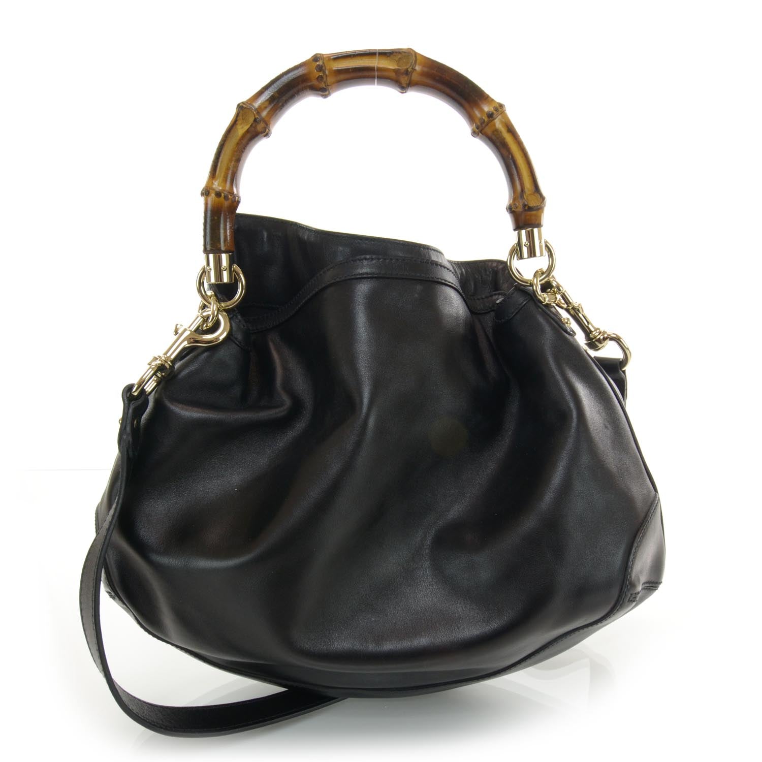 Gucci Leather Large Peggy Bamboo Handle Hobo Black 1 of 7