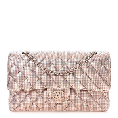 Chanel Metallic Calfskin Pixel Effect Medium Double Flap Pinky Gold 1 of 12