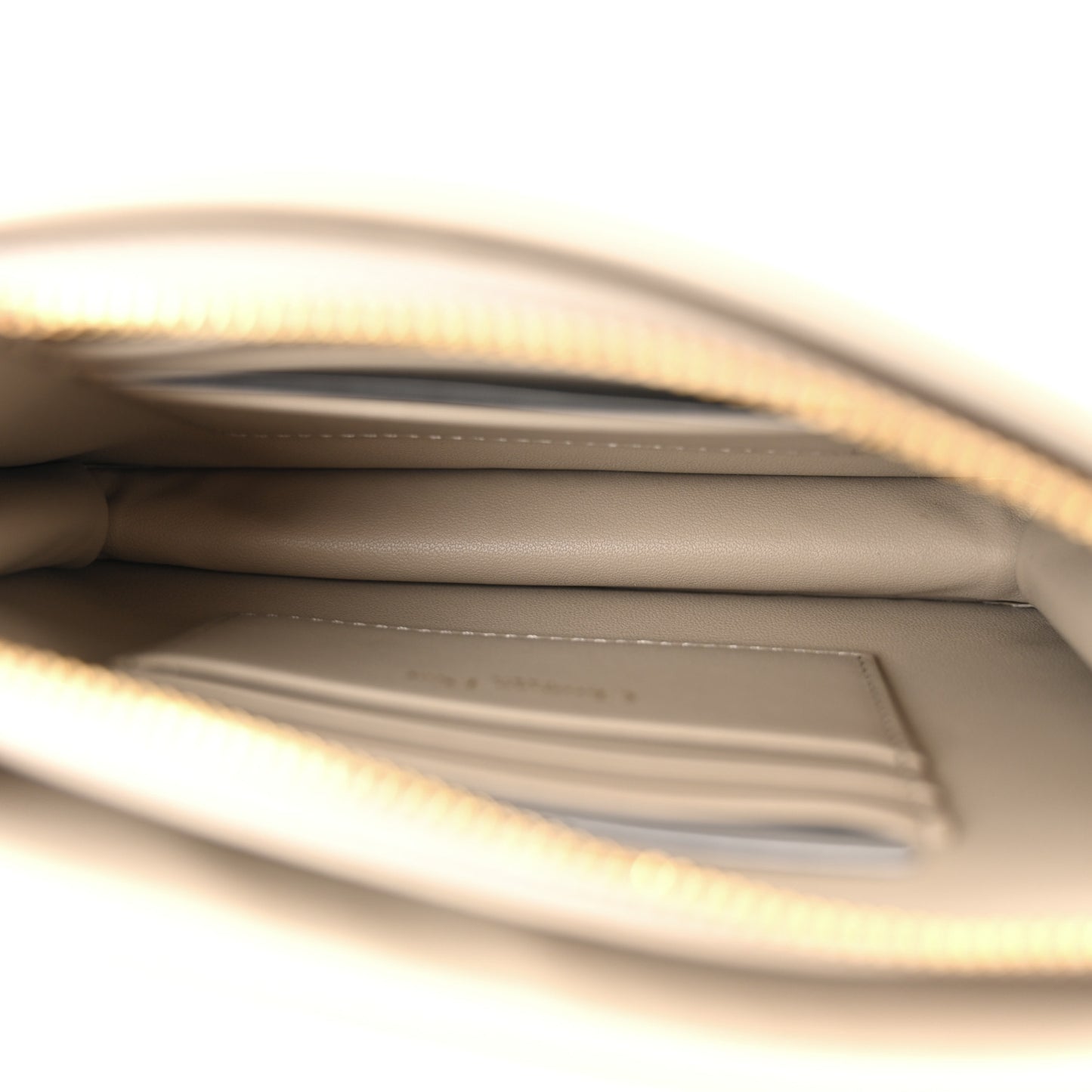Calfskin Cannage Caro Zipped Pouch With Chain Light Beige
