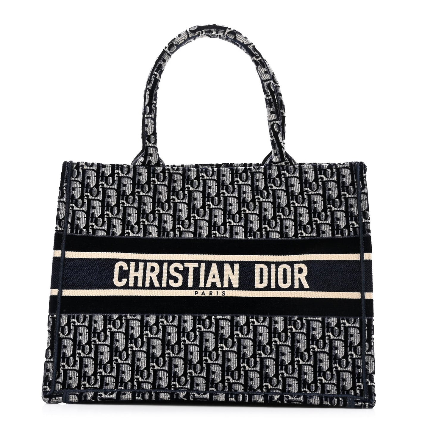Oblique Velvet Medium Book Tote Blue Multicolor
