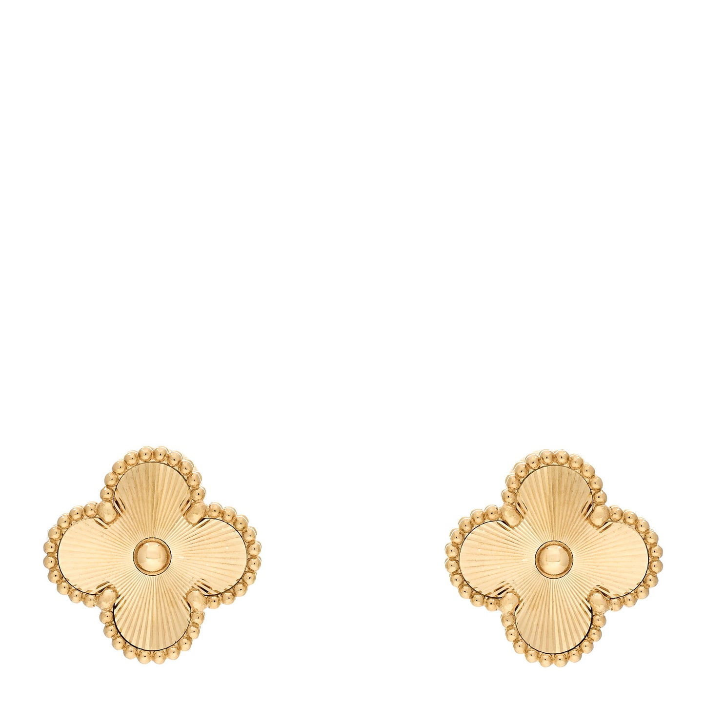 18K Yellow Gold Guilloche Vintage Alhambra Earrings