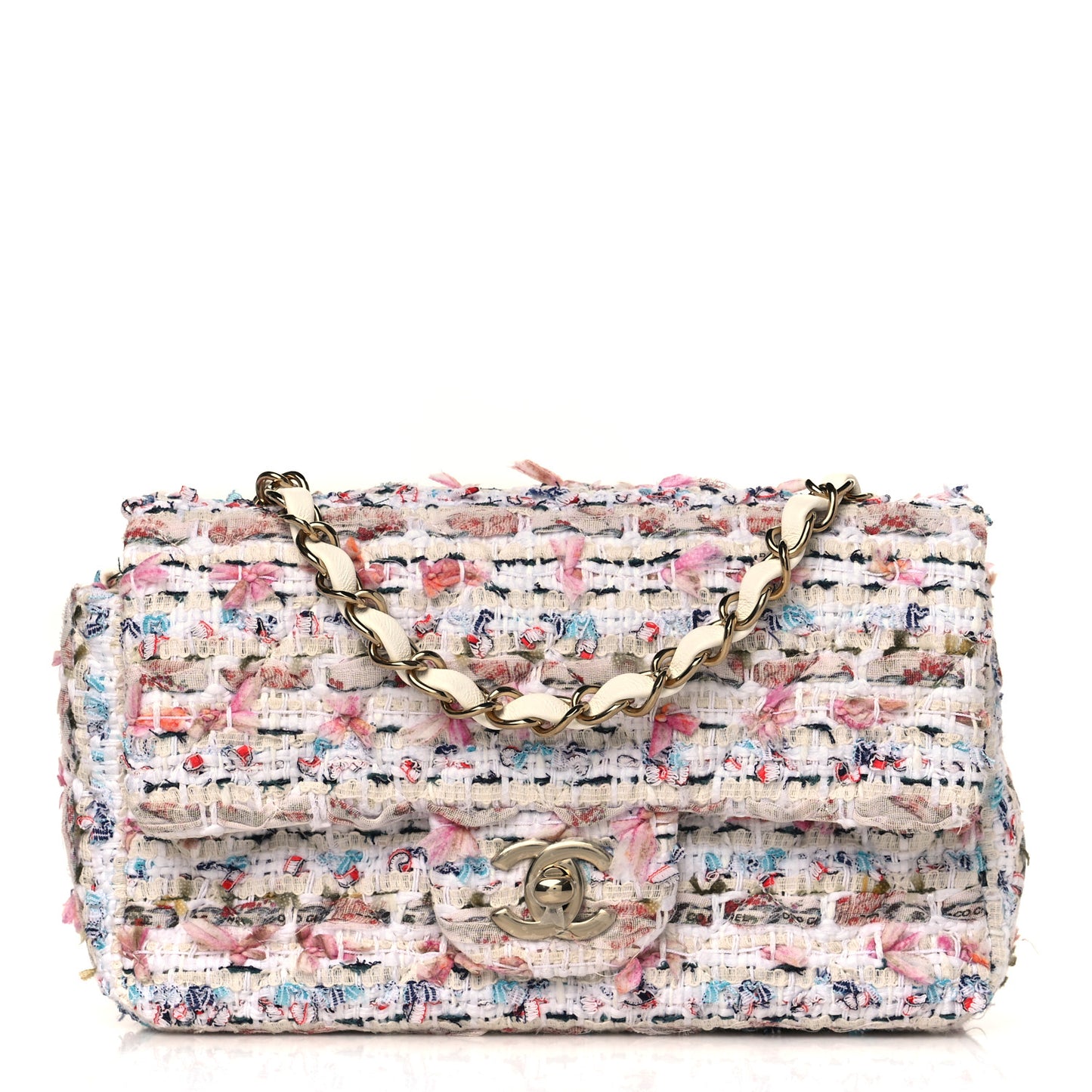 Tweed Quilted Mini Rectangular Flap Ecru Pink Blue Green