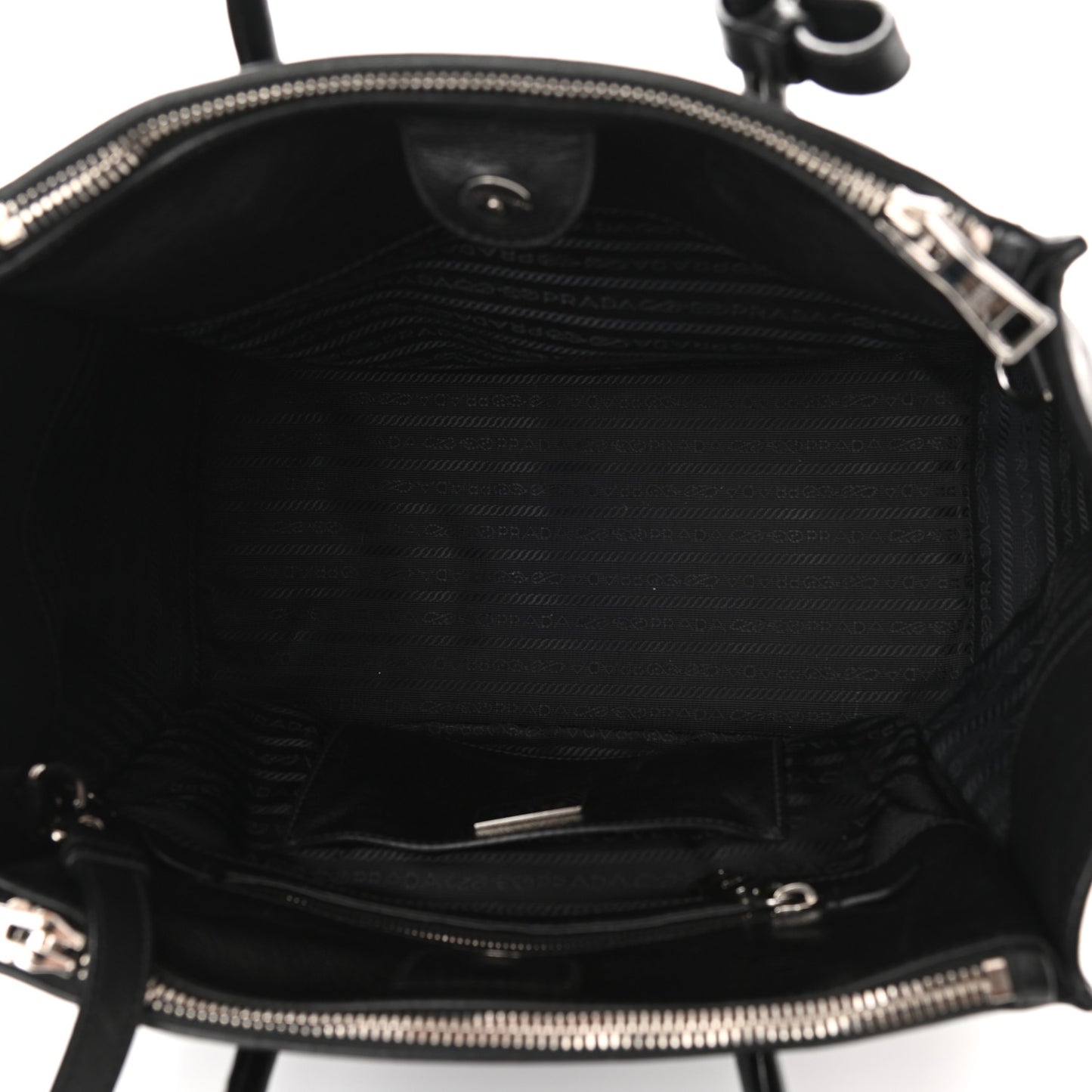 City Calf Medium Galleria Double Zip Tote Black