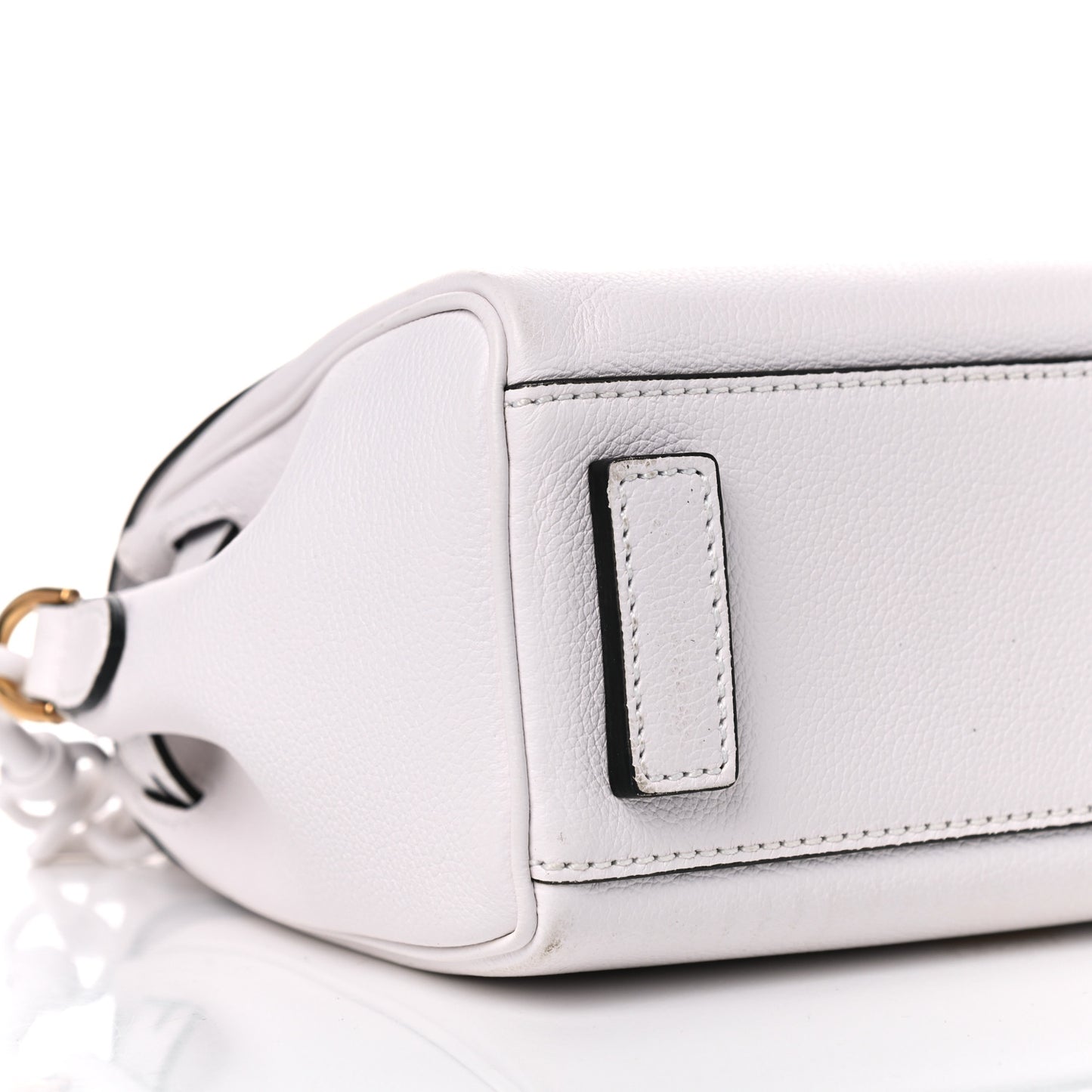 Grained Calfskin Small La Medusa Top Handle Bag White