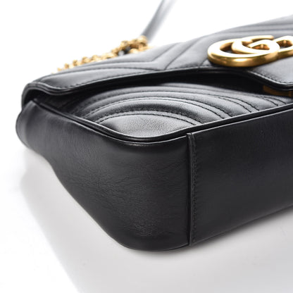 Gucci Calfskin Matelasse Small GG Marmont Shoulder Bag Black 9 of 10