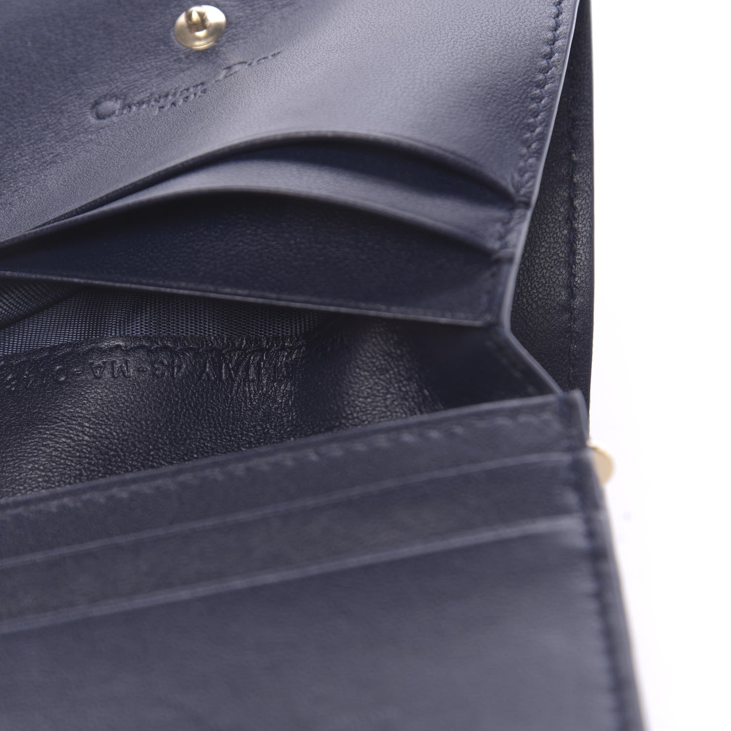 Christian Dior Lambskin Cannage Mini Lady Dior Wallet Navy 7 of 9