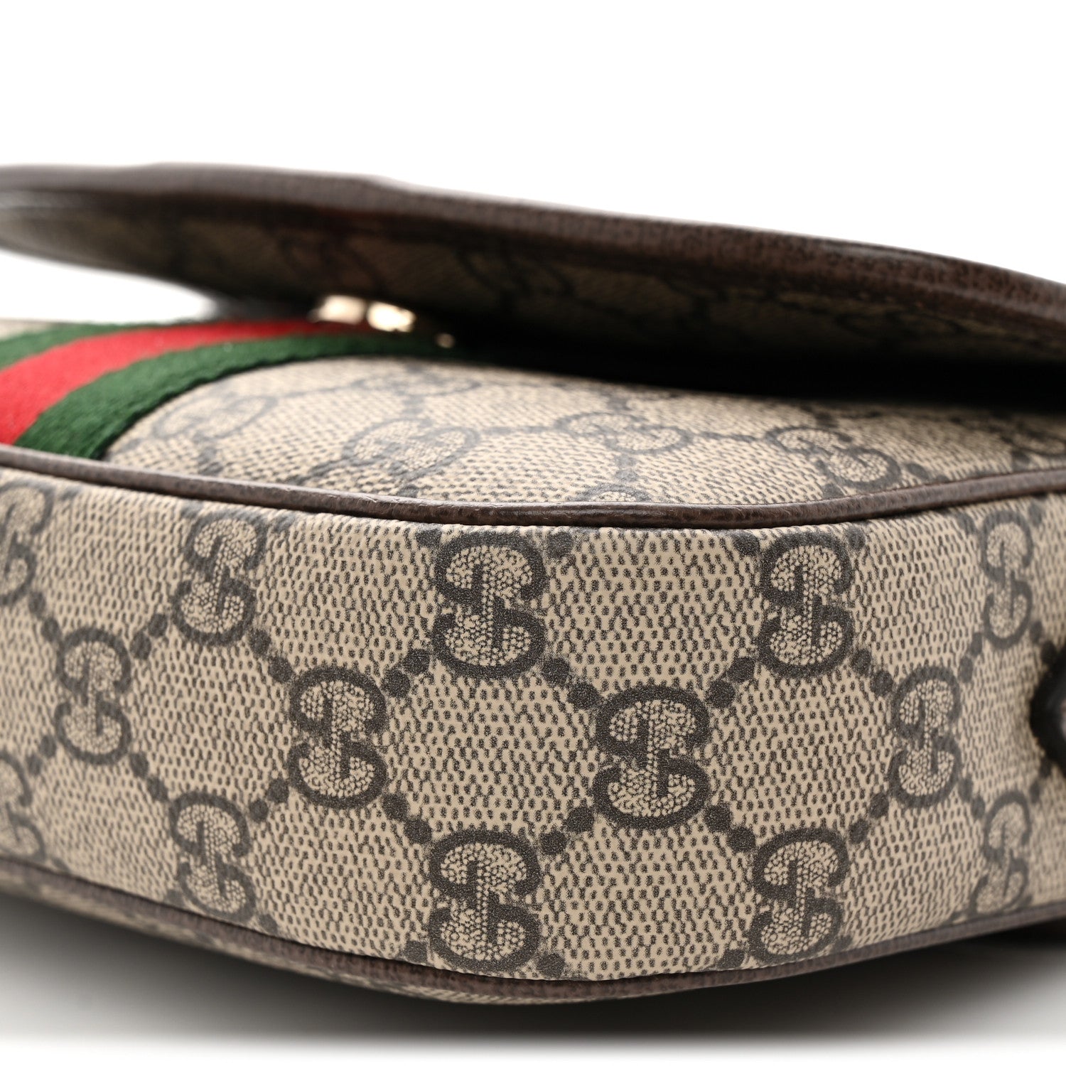 Gucci GG Supreme Monogram Textured Dollar Calfskin Small Ophidia Top Handle Shoulder Bag Beige Brown 10 of 12