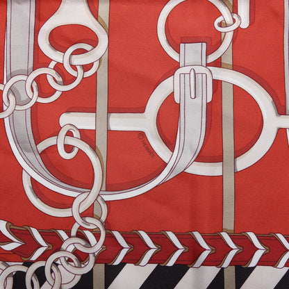 Hermes Silk Panoplie Equestre Scarf 90 Rouge Creme Ebene 3 of 3